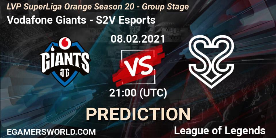 Pronóstico Vodafone Giants - S2V Esports. 08.02.2021 at 21:10, LoL, LVP SuperLiga Orange Season 20 - Group Stage