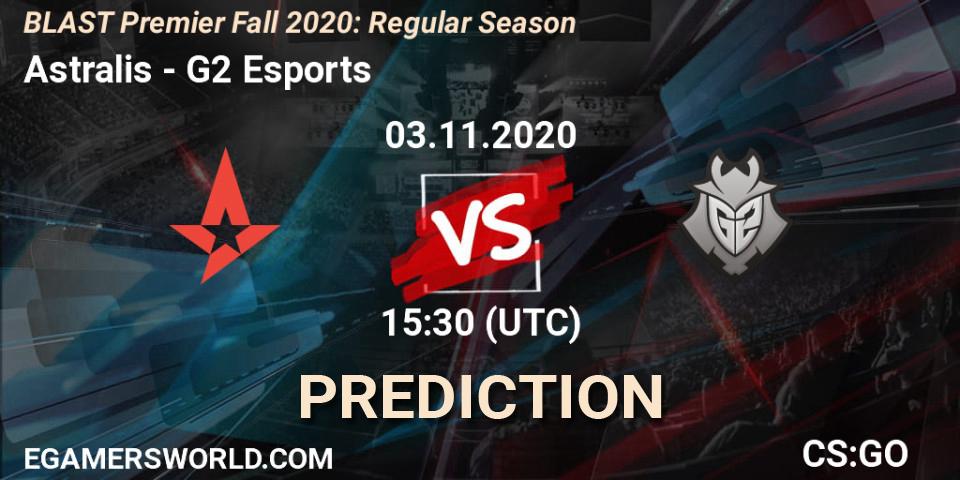 Pronóstico Astralis - G2 Esports. 03.11.2020 at 15:30, Counter-Strike (CS2), BLAST Premier Fall 2020: Regular Season