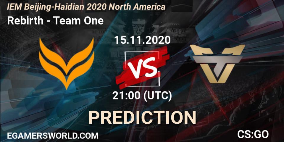 Pronóstico Rebirth - Team One. 15.11.2020 at 21:00, Counter-Strike (CS2), IEM Beijing-Haidian 2020 North America