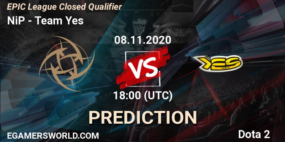 Pronóstico NiP - Team Yes. 08.11.2020 at 17:16, Dota 2, EPIC League Closed Qualifier