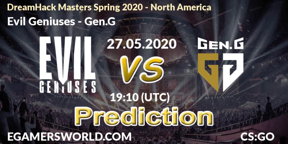 Pronóstico Evil Geniuses - Gen.G. 27.05.2020 at 19:10, Counter-Strike (CS2), DreamHack Masters Spring 2020 - North America
