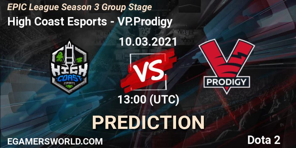 Pronóstico High Coast Esports - VP.Prodigy. 10.03.2021 at 13:01, Dota 2, EPIC League Season 3 Group Stage