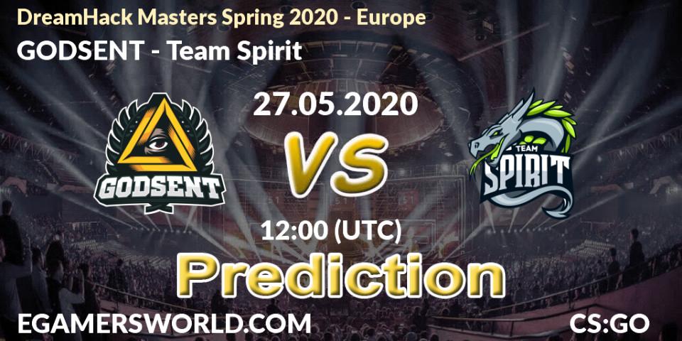 Pronóstico GODSENT - Team Spirit. 30.05.2020 at 15:30, Counter-Strike (CS2), DreamHack Masters Spring 2020 - Europe