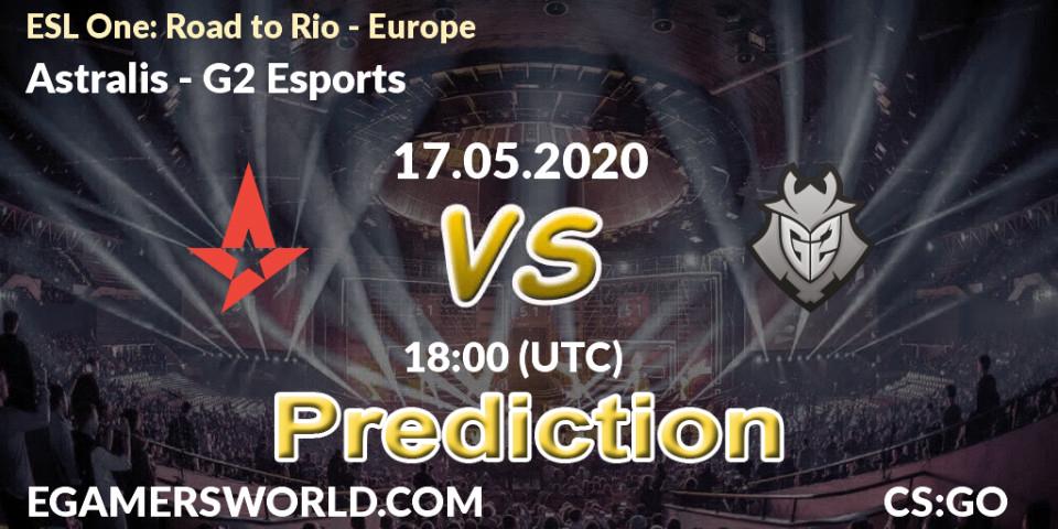 Pronóstico Astralis - G2 Esports. 17.05.2020 at 18:00, Counter-Strike (CS2), ESL One: Road to Rio - Europe
