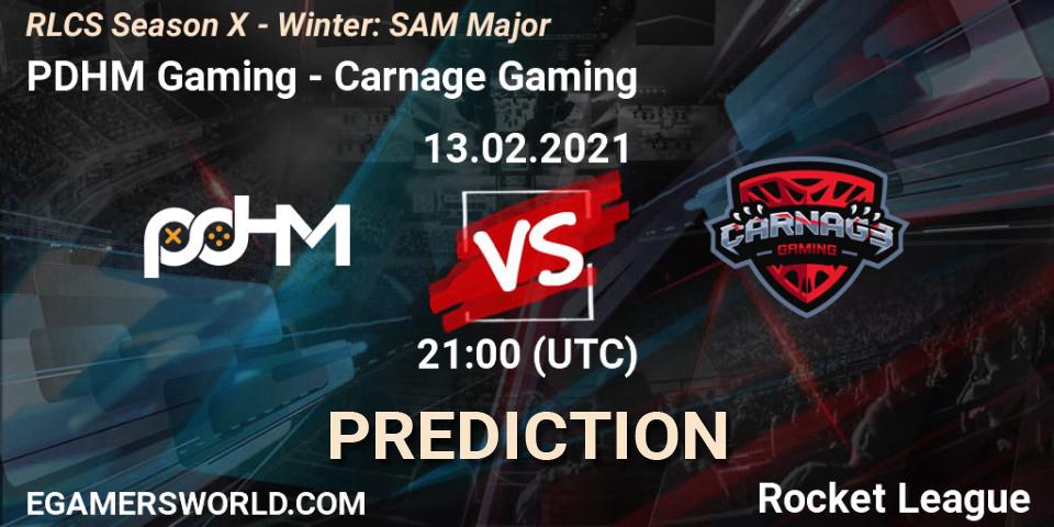 Pronóstico PDHM Gaming - Carnage Gaming. 13.02.2021 at 21:00, Rocket League, RLCS Season X - Winter: SAM Major