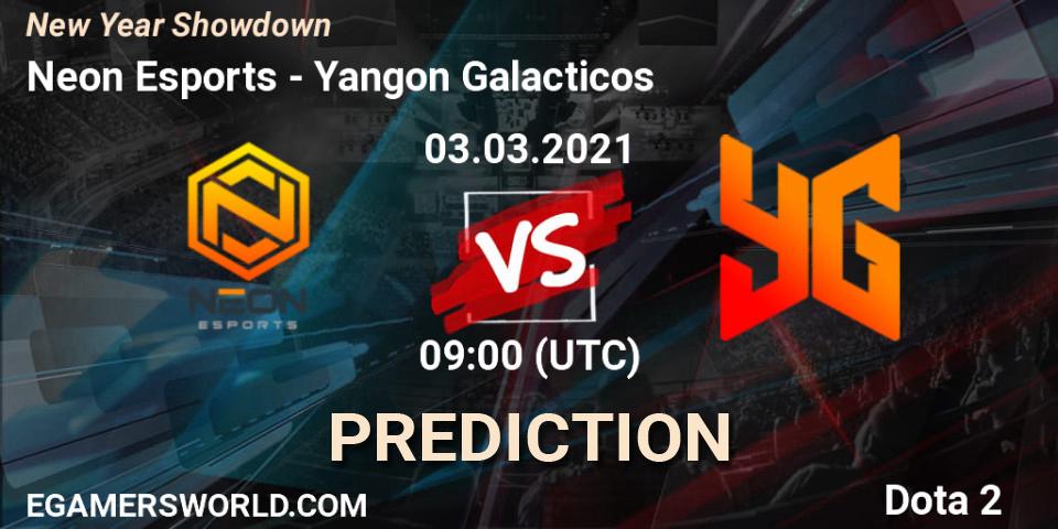 Pronóstico Neon Esports - Yangon Galacticos. 03.03.2021 at 09:24, Dota 2, New Year Showdown