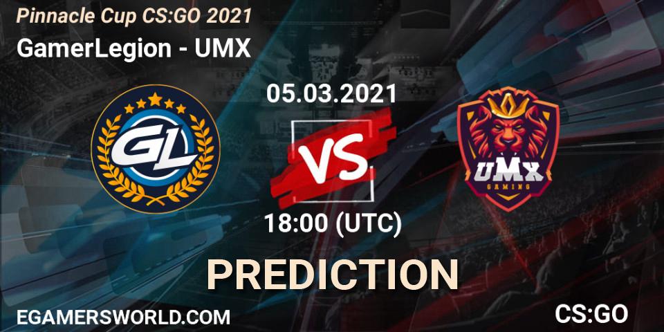 Pronóstico GamerLegion - UMX. 05.03.2021 at 18:00, Counter-Strike (CS2), Pinnacle Cup #1