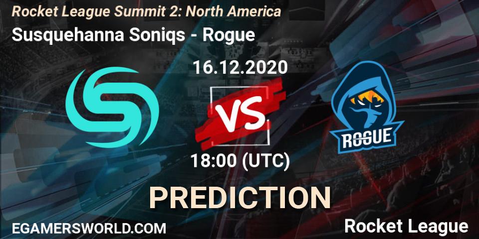 Pronóstico Susquehanna Soniqs - Rogue. 16.12.2020 at 18:00, Rocket League, Rocket League Summit 2: North America