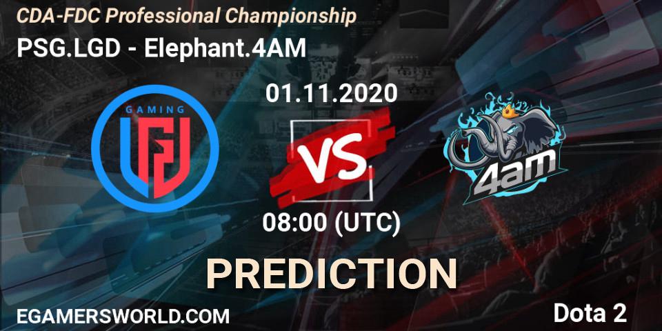 Pronóstico PSG.LGD - Elephant.4AM. 01.11.2020 at 08:06, Dota 2, CDA-FDC Professional Championship