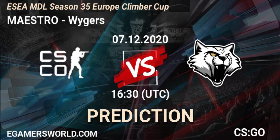 Pronóstico MAESTRO - Wygers. 07.12.2020 at 16:30, Counter-Strike (CS2), ESEA MDL Season 35 Europe Climber Cup