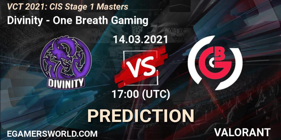 Pronóstico Divinity - One Breath Gaming. 14.03.2021 at 16:00, VALORANT, VCT 2021: CIS Stage 1 Masters