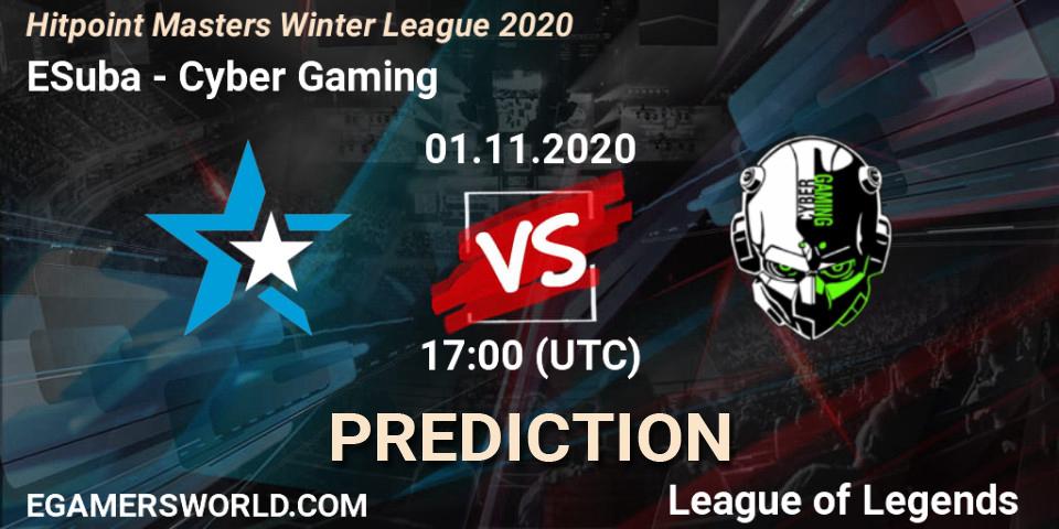 Pronóstico ESuba - Cyber Gaming. 01.11.2020 at 17:00, LoL, Hitpoint Masters Winter League 2020