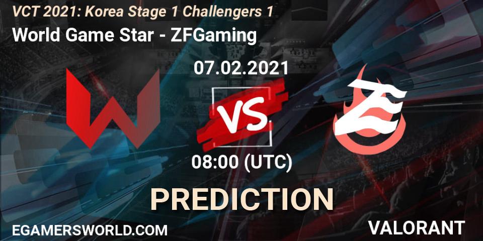 Pronóstico World Game Star - ZFGaming. 07.02.2021 at 10:00, VALORANT, VCT 2021: Korea Stage 1 Challengers 1
