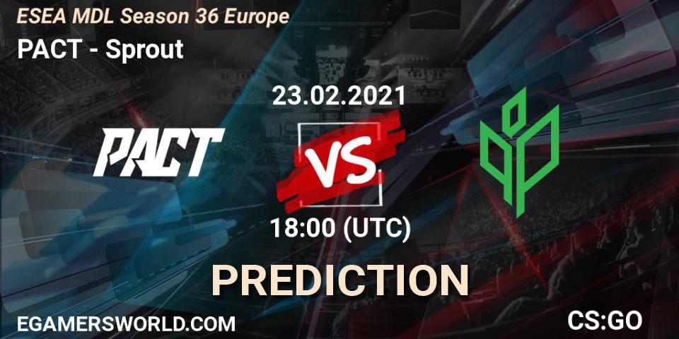 Pronóstico PACT - Sprout. 12.03.2021 at 18:05, Counter-Strike (CS2), MDL ESEA Season 36: Europe - Premier division