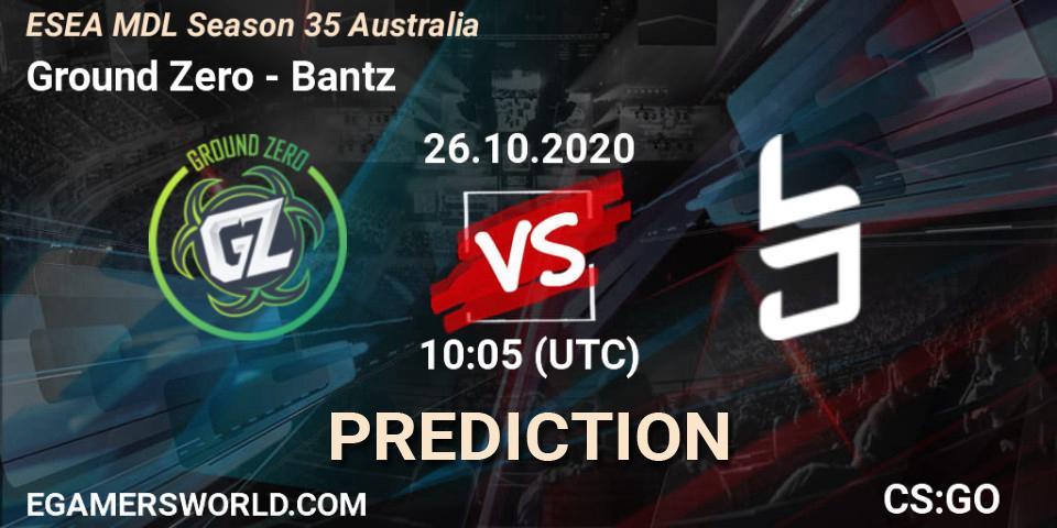 Pronóstico Ground Zero - Bantz. 27.10.2020 at 08:05, Counter-Strike (CS2), ESEA MDL Season 35 Australia