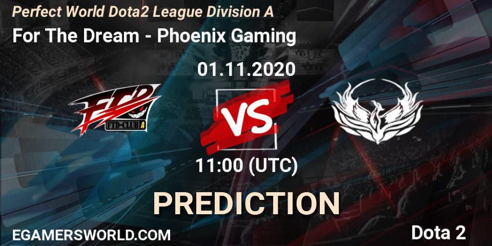 Pronóstico For The Dream - Phoenix Gaming. 01.11.20, Dota 2, Perfect World Dota2 League Division A