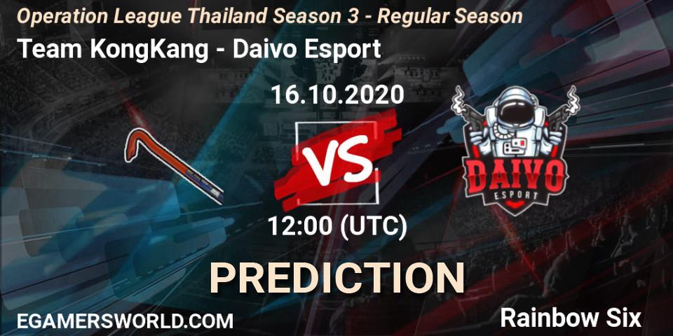 Pronóstico Team KongKang - Daivo Esport. 16.10.2020 at 12:00, Rainbow Six, Operation League Thailand Season 3 - Regular Season