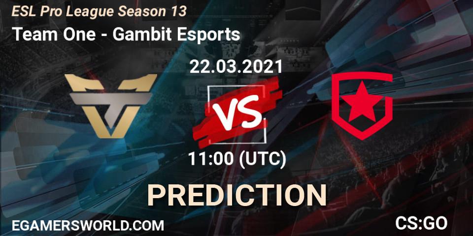 Pronóstico Team One - Gambit Esports. 22.03.2021 at 11:00, Counter-Strike (CS2), ESL Pro League Season 13