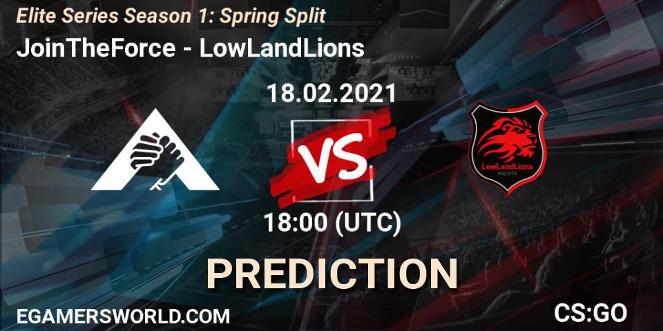 Pronóstico JoinTheForce - LowLandLions. 18.02.2021 at 18:00, Counter-Strike (CS2), Elite Series Season 1: Spring Split