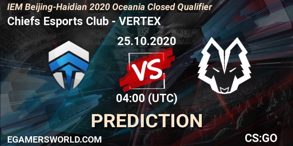 Pronóstico Chiefs Esports Club - VERTEX. 25.10.2020 at 04:00, Counter-Strike (CS2), IEM Beijing-Haidian 2020 Oceania Closed Qualifier