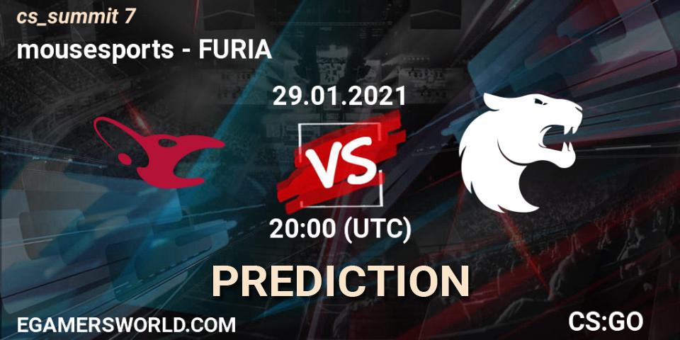 Pronóstico mousesports - FURIA. 29.01.2021 at 20:15, Counter-Strike (CS2), cs_summit 7
