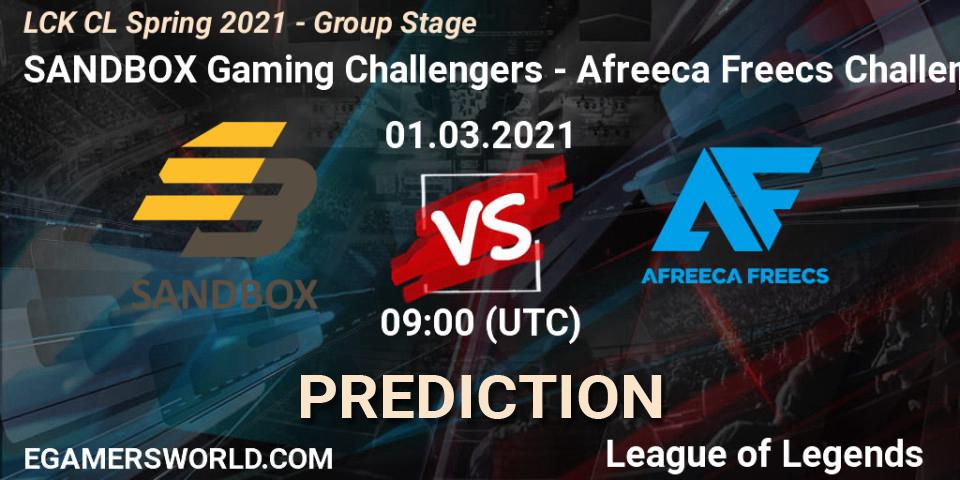 Pronóstico SANDBOX Gaming Challengers - Afreeca Freecs Challengers. 01.03.2021 at 09:00, LoL, LCK CL Spring 2021 - Group Stage