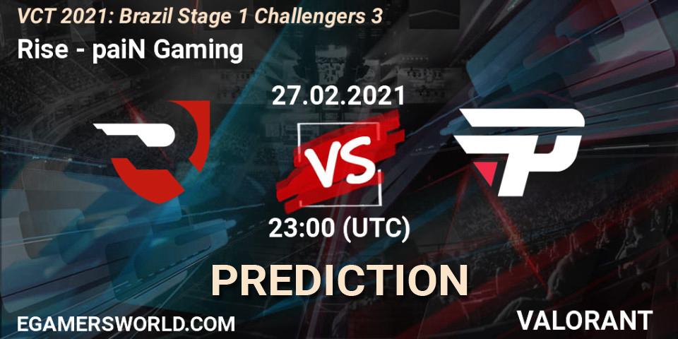 Pronóstico Rise - paiN Gaming. 27.02.2021 at 23:00, VALORANT, VCT 2021: Brazil Stage 1 Challengers 3