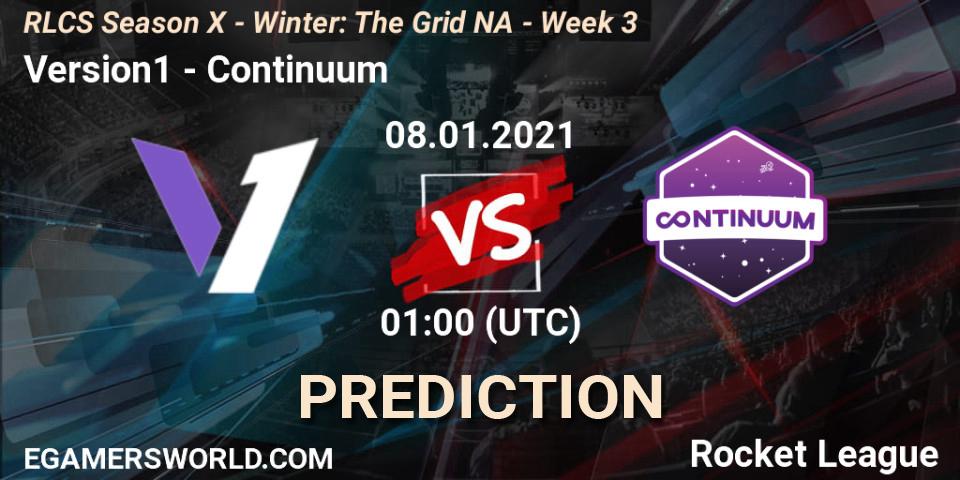 Pronóstico Version1 - Continuum. 15.01.2021 at 01:00, Rocket League, RLCS Season X - Winter: The Grid NA - Week 3