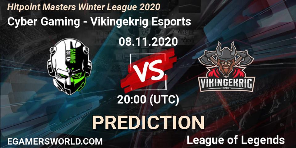 Pronóstico Cyber Gaming - Vikingekrig Esports. 08.11.2020 at 20:00, LoL, Hitpoint Masters Winter League 2020