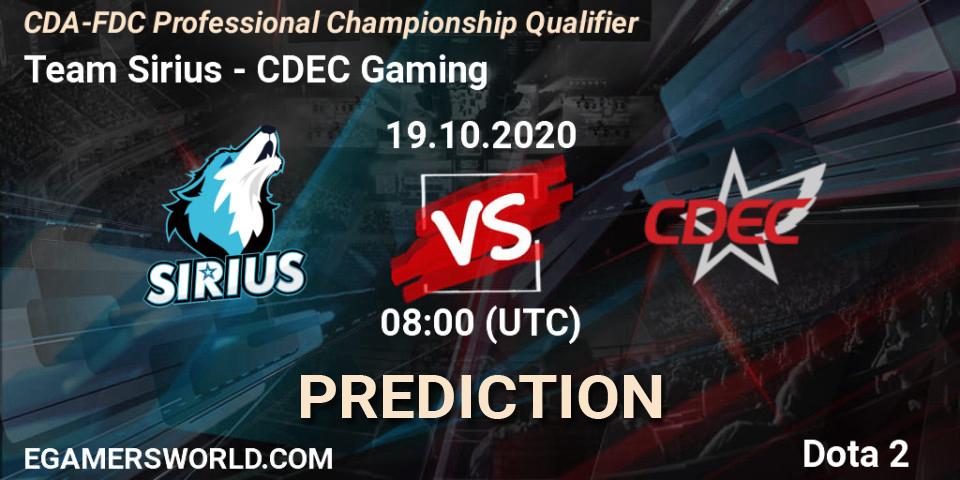 Pronóstico Team Sirius - CDEC Gaming. 19.10.20, Dota 2, CDA-FDC Professional Championship Qualifier