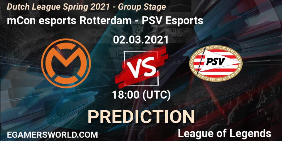 Pronóstico mCon esports Rotterdam - PSV Esports. 02.03.2021 at 18:00, LoL, Dutch League Spring 2021 - Group Stage