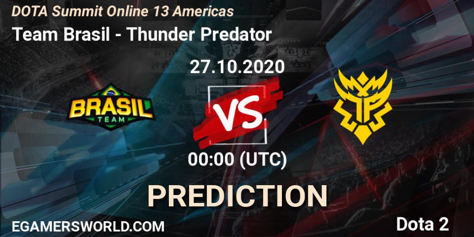 Pronóstico Team Brasil - Thunder Predator. 27.10.2020 at 00:30, Dota 2, DOTA Summit 13: Americas