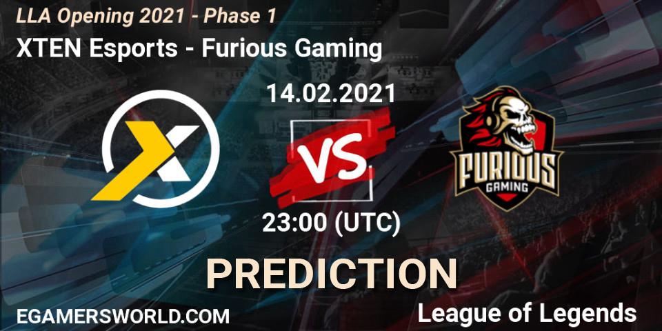 Pronóstico XTEN Esports - Furious Gaming. 14.02.2021 at 23:00, LoL, LLA Opening 2021 - Phase 1