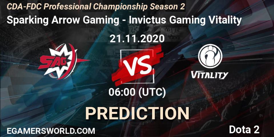 Pronóstico Sparking Arrow Gaming - Invictus Gaming Vitality. 21.11.2020 at 06:04, Dota 2, CDA-FDC Professional Championship Season 2