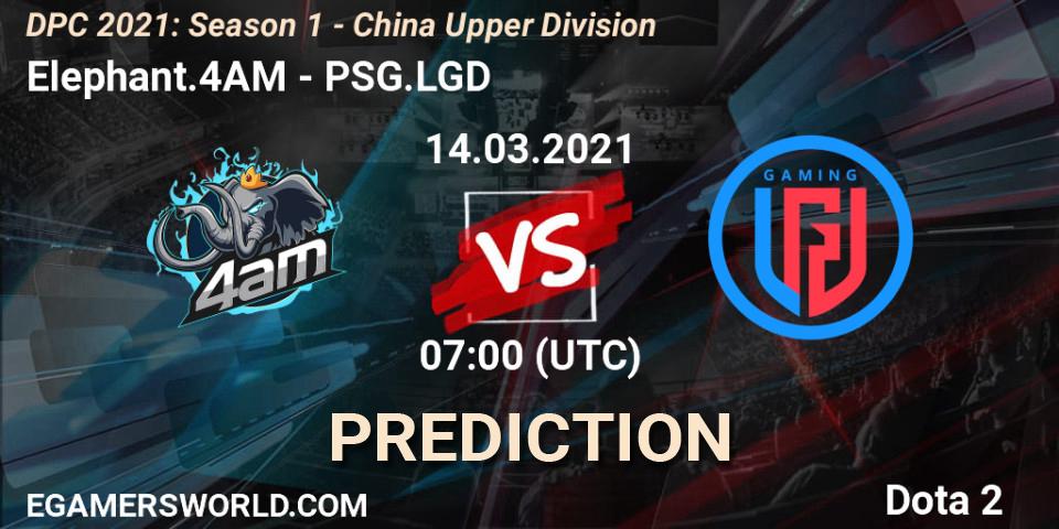 Pronóstico Elephant.4AM - PSG.LGD. 14.03.2021 at 07:11, Dota 2, DPC 2021: Season 1 - China Upper Division