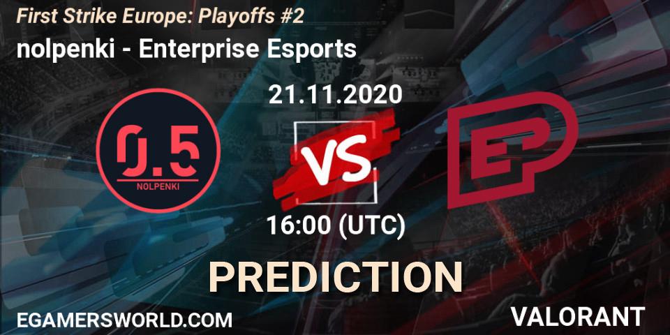 Pronóstico nolpenki - Enterprise Esports. 21.11.20, VALORANT, First Strike Europe: Playoffs #2