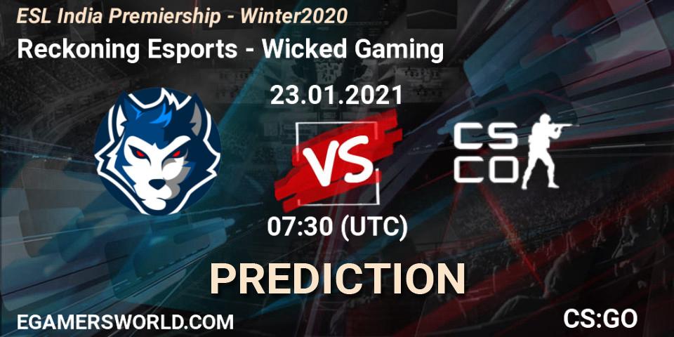 Pronóstico Reckoning Esports - Wicked Gaming. 23.01.2021 at 07:30, Counter-Strike (CS2), ESL India Premiership - Winter 2020