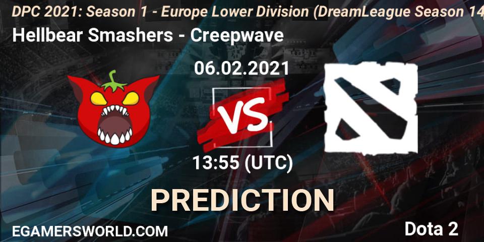 Pronóstico Hellbear Smashers - Creepwave. 06.02.2021 at 13:56, Dota 2, DPC 2021: Season 1 - Europe Lower Division (DreamLeague Season 14)