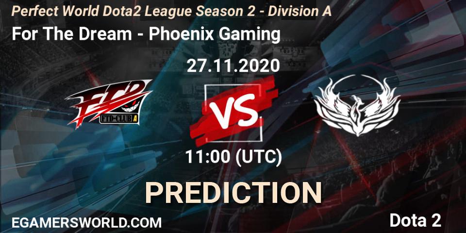 Pronóstico For The Dream - Phoenix Gaming. 27.11.20, Dota 2, Perfect World Dota2 League Season 2 - Division A