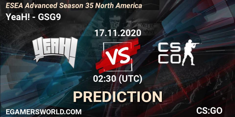 Pronóstico YeaH! - GSG9. 18.11.2020 at 02:00, Counter-Strike (CS2), ESEA Advanced Season 35 North America