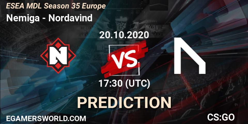 Pronóstico Nemiga - Nordavind. 30.10.2020 at 15:00, Counter-Strike (CS2), ESEA MDL Season 35 Europe