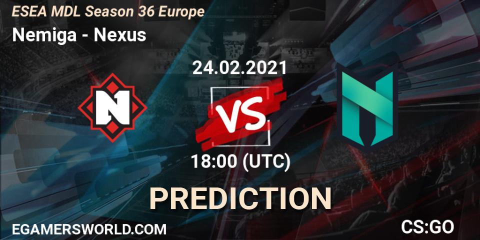 Pronóstico Nemiga - Nexus. 24.02.21, CS2 (CS:GO), MDL ESEA Season 36: Europe - Premier division