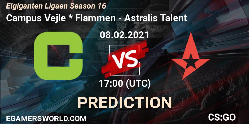 Pronóstico Campus Vejle * Flammen - Astralis Talent. 08.02.2021 at 17:00, Counter-Strike (CS2), Elgiganten Ligaen Season 16