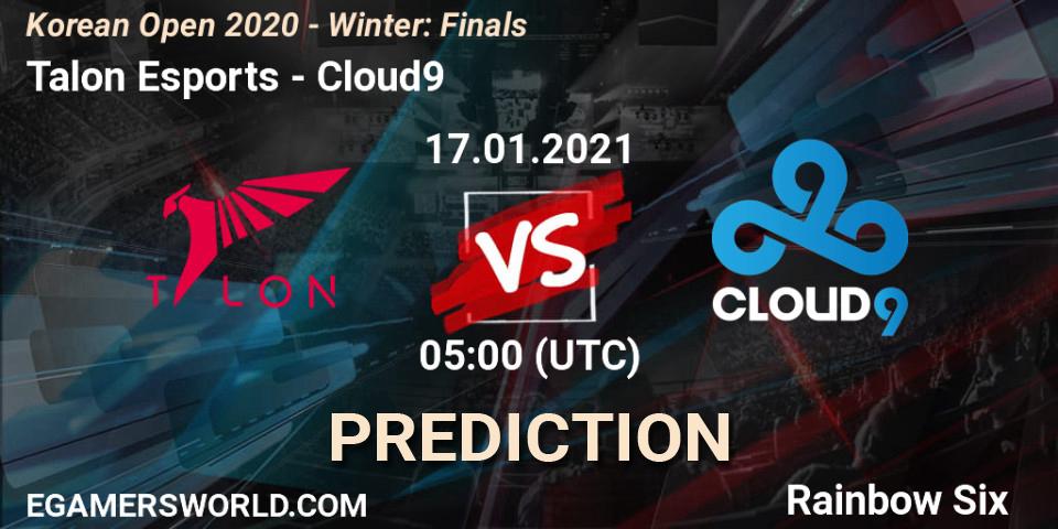 Pronóstico Talon Esports - Cloud9. 17.01.2021 at 07:00, Rainbow Six, Korean Open 2020 - Winter: Finals