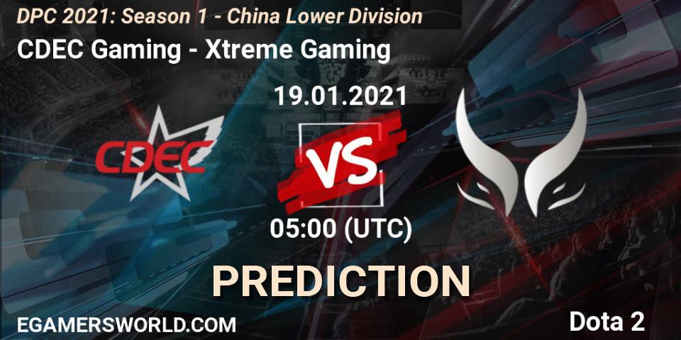 Pronóstico CDEC Gaming - Xtreme Gaming. 19.01.2021 at 05:01, Dota 2, DPC 2021: Season 1 - China Lower Division