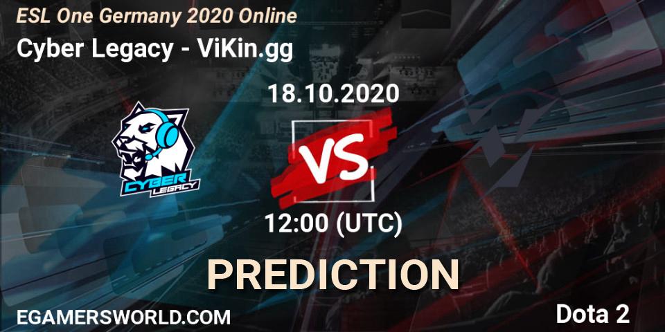 Pronóstico Cyber Legacy - ViKin.gg. 18.10.2020 at 12:00, Dota 2, ESL One Germany 2020 Online