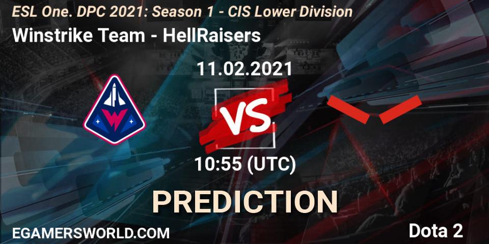 Pronóstico Winstrike Team - HellRaisers. 11.02.2021 at 10:55, Dota 2, ESL One. DPC 2021: Season 1 - CIS Lower Division