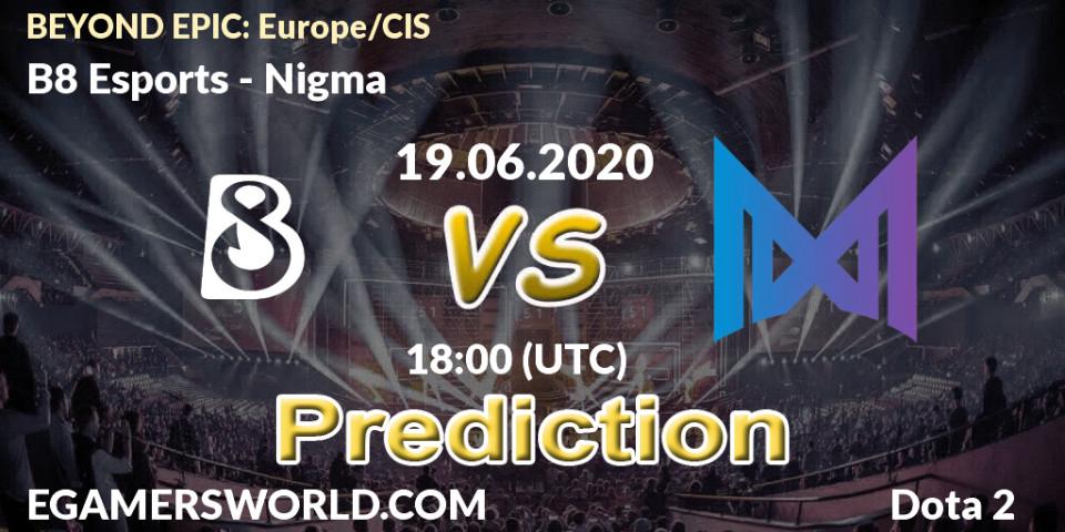Pronóstico B8 Esports - Nigma. 19.06.2020 at 17:40, Dota 2, BEYOND EPIC: Europe/CIS