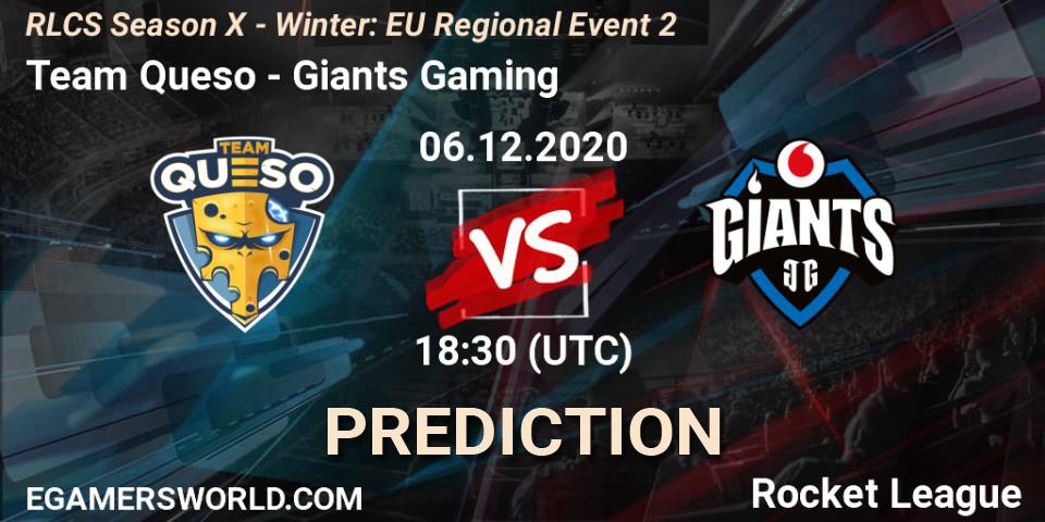 Pronóstico Team Queso - Giants Gaming. 06.12.2020 at 19:00, Rocket League, RLCS Season X - Winter: EU Regional Event 2