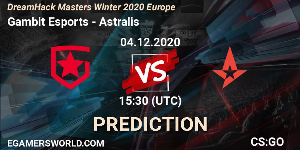 Pronóstico Gambit Esports - Astralis. 04.12.2020 at 15:30, Counter-Strike (CS2), DreamHack Masters Winter 2020 Europe